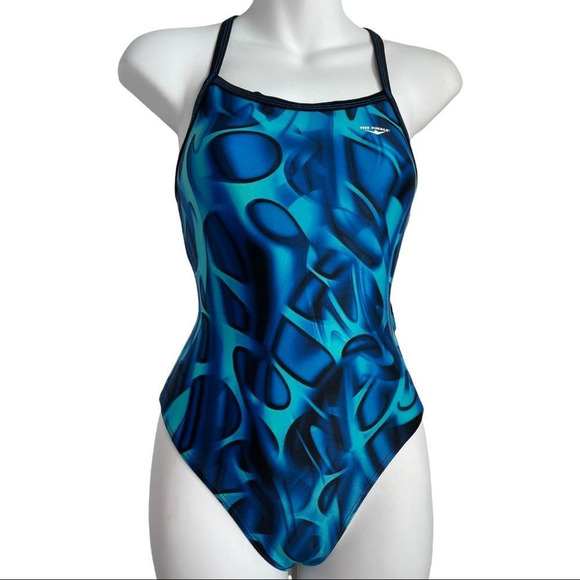 The Finals Competition One Piece Swimsuit Geometric Print XXS/30 Bright Blue - Picture 8 of 16